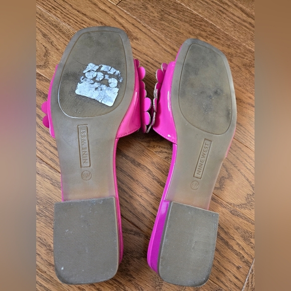 NINE WEST WN MINLEY3 Flat Slip on HOT PINK Sandals - Picture 6 of 10